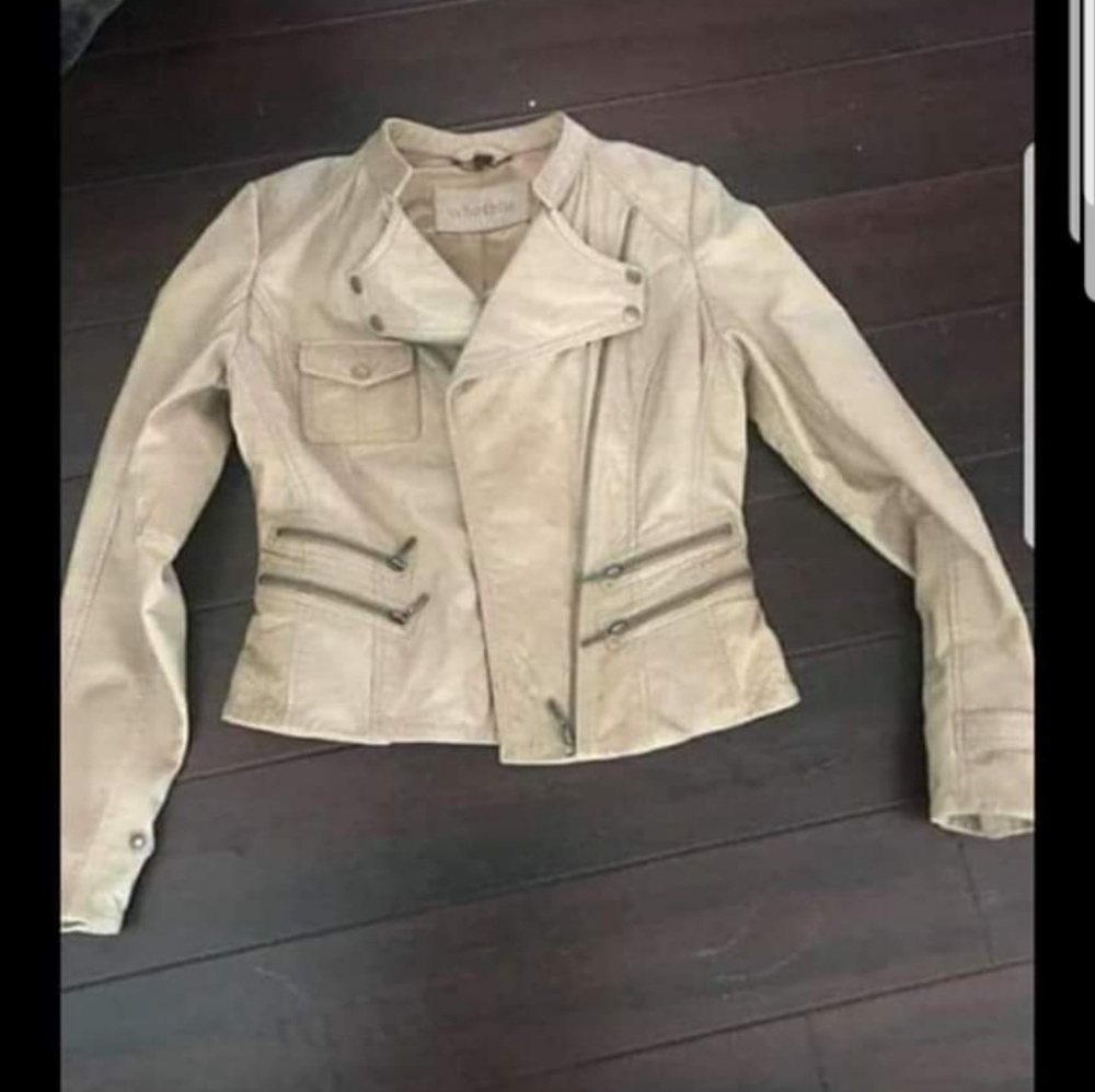 Whetblu xs tan leather jacket